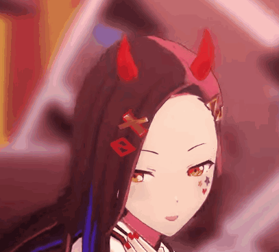 Girl With Red Horns Close Up GIF