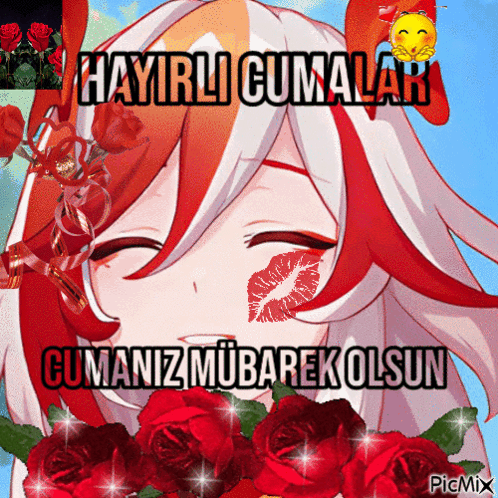 Girl With Red Roses Hayirli Cumalar Cumamiz Mubarek Olsun GIF