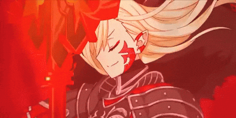 Girl with Red Star Face Holding Sword