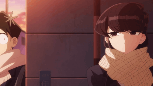 Girl With Scarf Next To Boy GIF