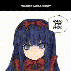 Girl with Speech Bubble Saying Nah I'd Win