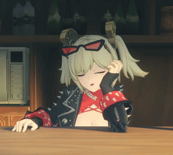 Girl With Sunglasses Eyes Closed At Counter GIF