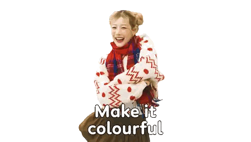 Girl With Sweater And Scarf Make It Colourful