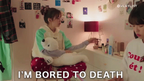 Girl With Teddy Bear Says I'm Bored to Death