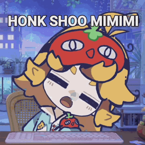 Girl with Tomato on Head Honk Shoo Mimimi