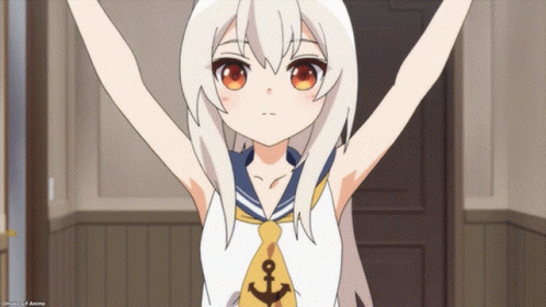 Girl With White Hair And Anchor Shirt GIF