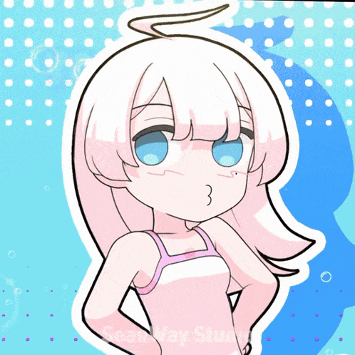 Girl with White Hair and Blue Eyes