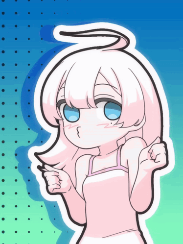 Girl with White Hair and Blue Eyes Giving Thumbs Up
