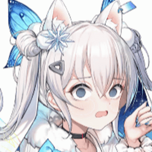 Girl With White Hair and Blue Eyes Wearing Choker
