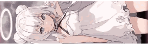 Girl with White Hair and Dress Halo