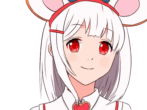 Girl with White Hair and Ears Headband