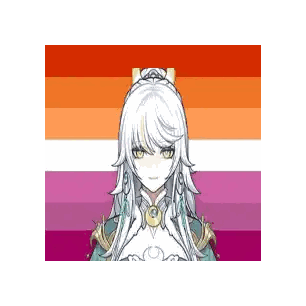 Girl with White Hair and Rainbow Flag