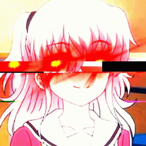 Girl With White Hair And Red Eyes Glitch Effect GIF