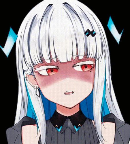 Girl With White Hair And Red Eyes Making Angry Face GIF
