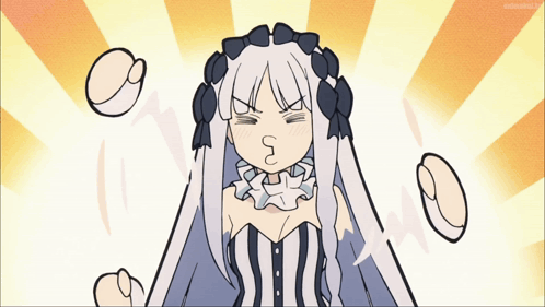 Girl with White Hair and Striped Dress
