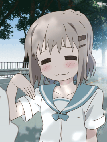 Girl With White Hair in Blue Sailor Uniform