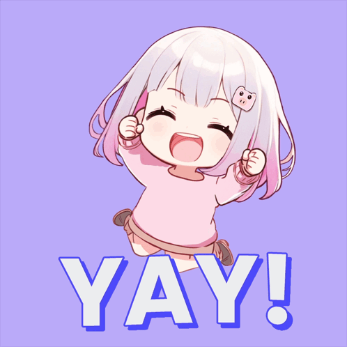 Girl With White Hair Jumping Yay GIF