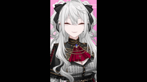 Girl With White Hair, Red Eyes, Black and Red Outfit