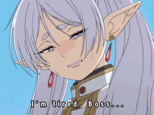 Girl with White Hair Saying Im Tired Boss