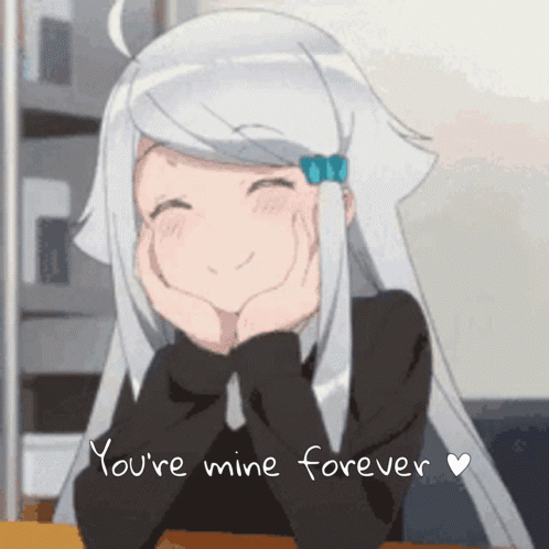 Girl with White Hair Saying You're Mine Forever