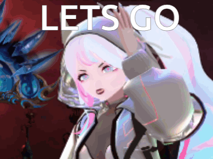 Girl With White Hair Standing Before Lets Go Sign GIF