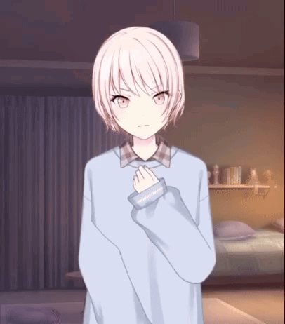 Girl with White Hair Standing in Bedroom