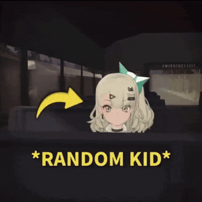 Girl With Yellow Arrow Pointing To Random Kid GIF