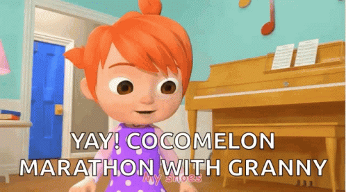 Girl Yay Cocomelon Marathon With Granny At Piano GIF