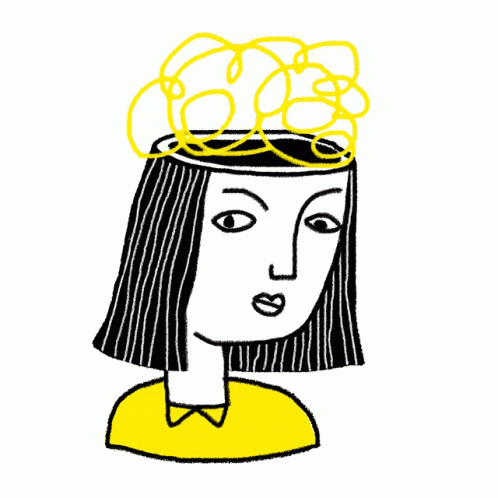 Girl Yellow Thread Brainstorming GIF