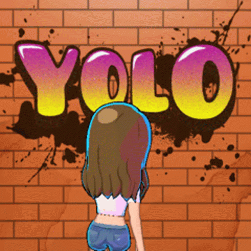 Girl Yolo Wall Graffiti GIF
