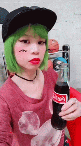 Girlie Green Hair Coca Cola GIF