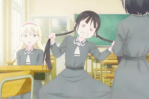 Girls Braiding Hair In Classroom GIF