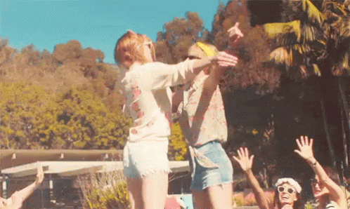 Girls Chest Bump GIF