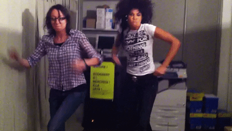 Girls Grooving On Work Party GIF
