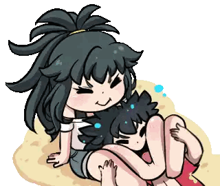 Girls Hugging on Ground