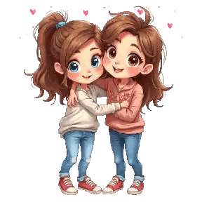 Girls Hugging One Wearing Love Hoodie