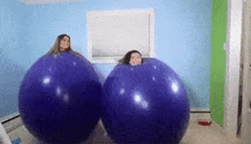 Girls Human Sized Balloon GIF