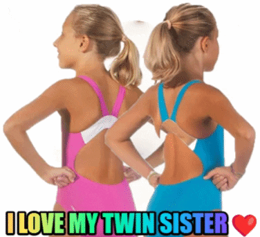 Girls in Swimsuits Saying I Love My Twin Sister