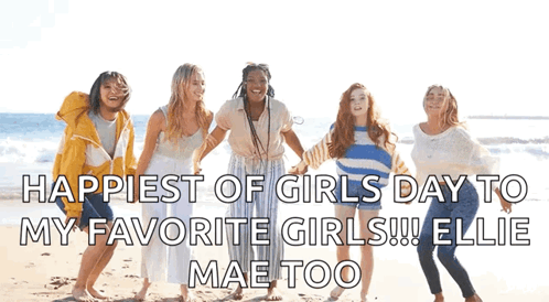 Girls Jumping on Beach Happy Girls Day