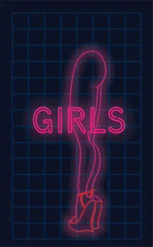 Girls Neon Sign With Woman's Leg GIF
