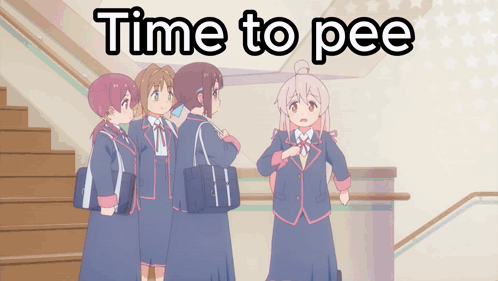 Girls Standing With Time to Pee