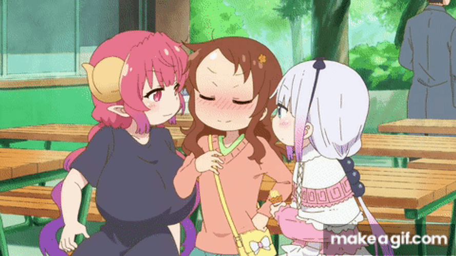 Girls Teasing Anime Lick GIF