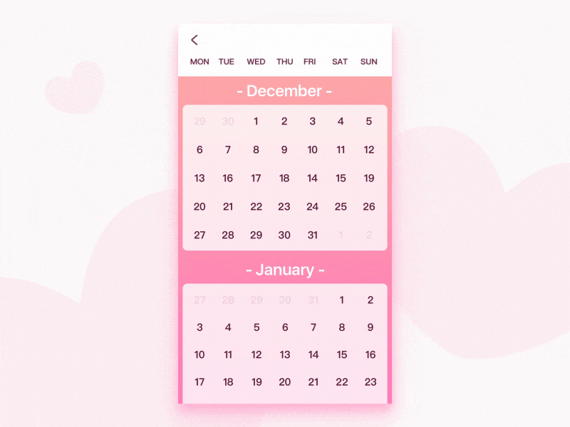 Girly Pink Heart Calendar GIF
