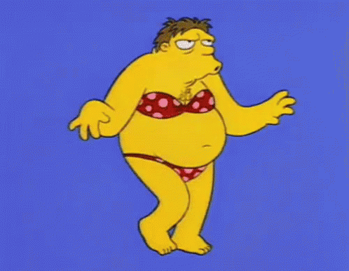 Girly Swimsuit Barney Gumble Simpsons GIF
