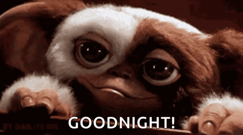 Gizmo from Gremlins Holding Goodnight Card