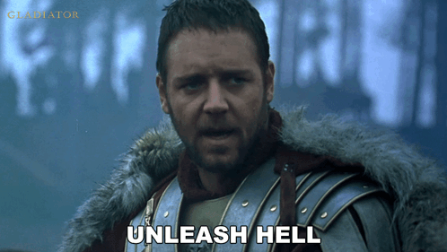 Gladiator Man In Armor Unleash Hell GIF