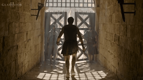Gladiator Movie Poster Man Walking Through Doorway