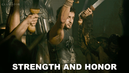 Gladiator Poster With Sword Saying Strength and Honor