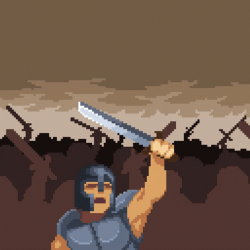 Gladiator Raising Sword Pixel Art Animation GIF
