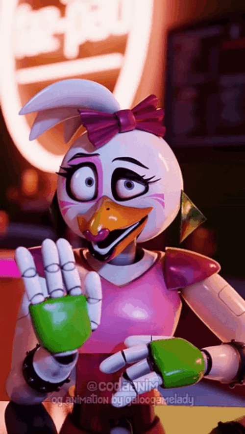 Glam Rock Chica Red Flag Fnaf Meme GIF